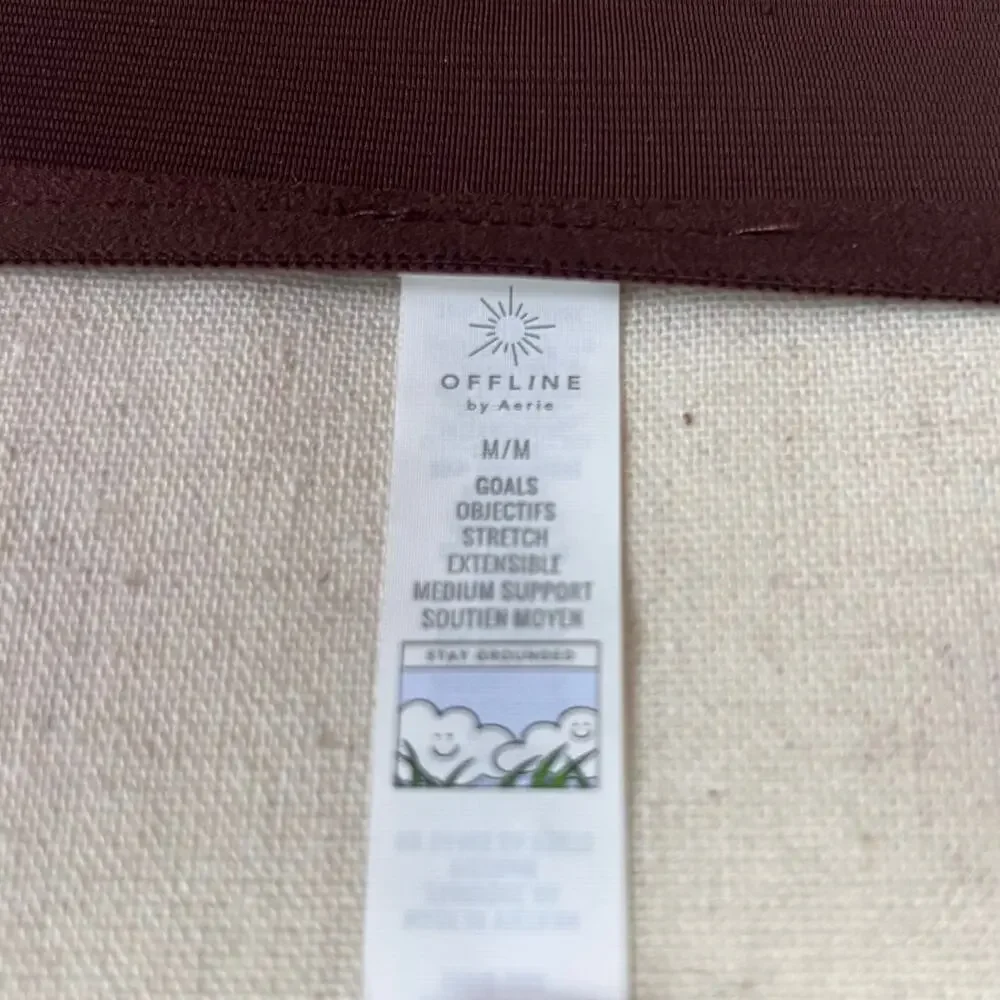 Aerie Offline Ribbed‎ Sports Bra Brown Minimalist Athleisure M